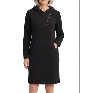 Lauren Ralph Lauren LRL Active Hoodie Dress Black Size XL Maxi Button Front